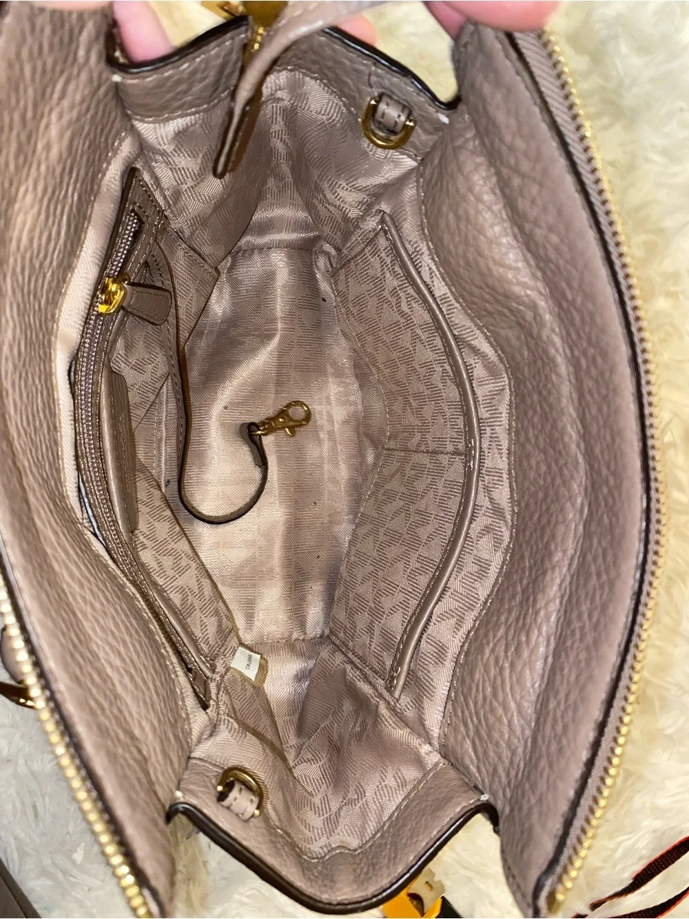 Michael Kors tan Pebbled Leather Satchel Bag purse
